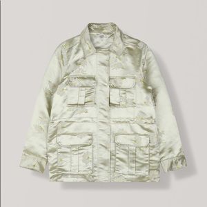 Ganni green satin jacquard jacket